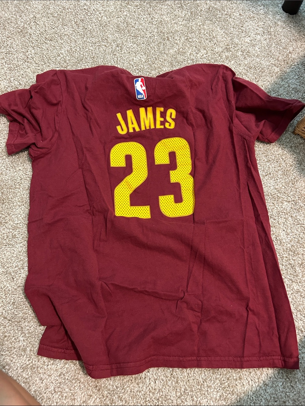 NBA Maroon and Yellow James 23 Fan Tee